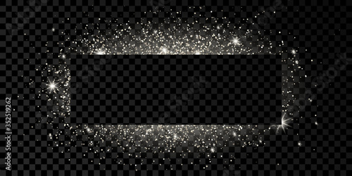 Silver rectangle frame with glitter