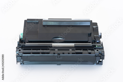 Laser printer drum and toner cartridge on white background