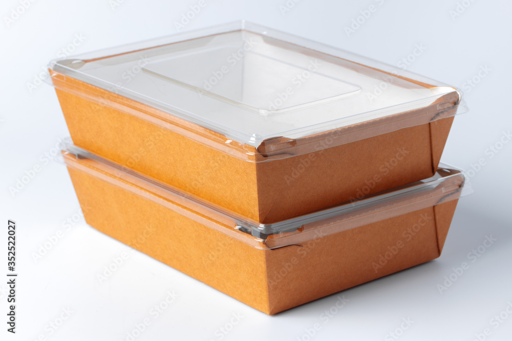 Cardboard brown food box pack isolated on white background Cardboard brown food box pack isolated on white background