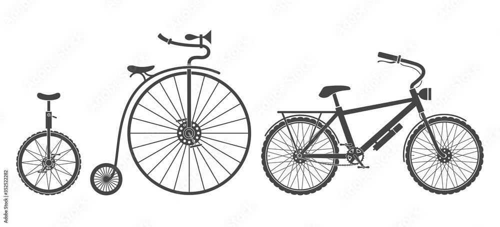 Foto Bicycles types silhouettes