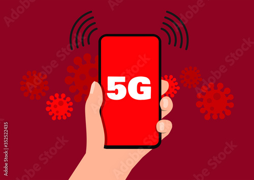 5G on a smartphone: 5G is the fifth generation technology standard for cellular networks. It has been linked by conspiracy theorists to the Coronavirus pandemic.