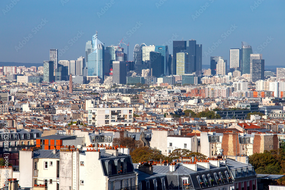 Paris. Scenic aerial view of the city in the early morning.