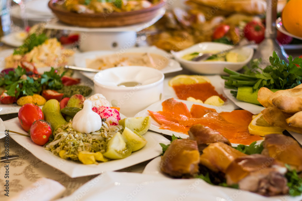 Georgian tableful, food and drink Georgian tableful, food and drink