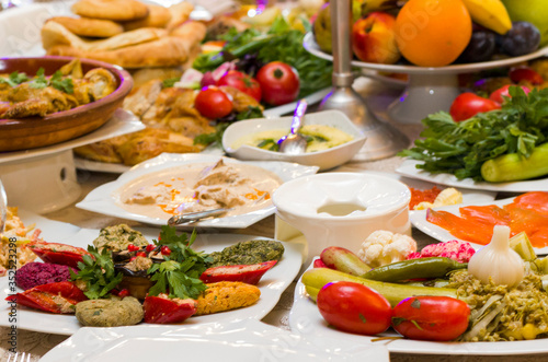 Georgian tableful  food and drink