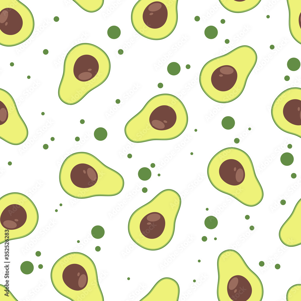Vector seamless background with avocado fruit slices on a white background. Vector seamless background with avocado fruit slices on a white background.