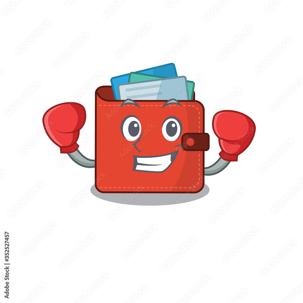 Mascot design of card wallet as a sporty boxing athlete Mascot design of card wallet as a sporty boxing athlete