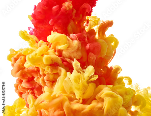 Red and yellow abstract paint splash background