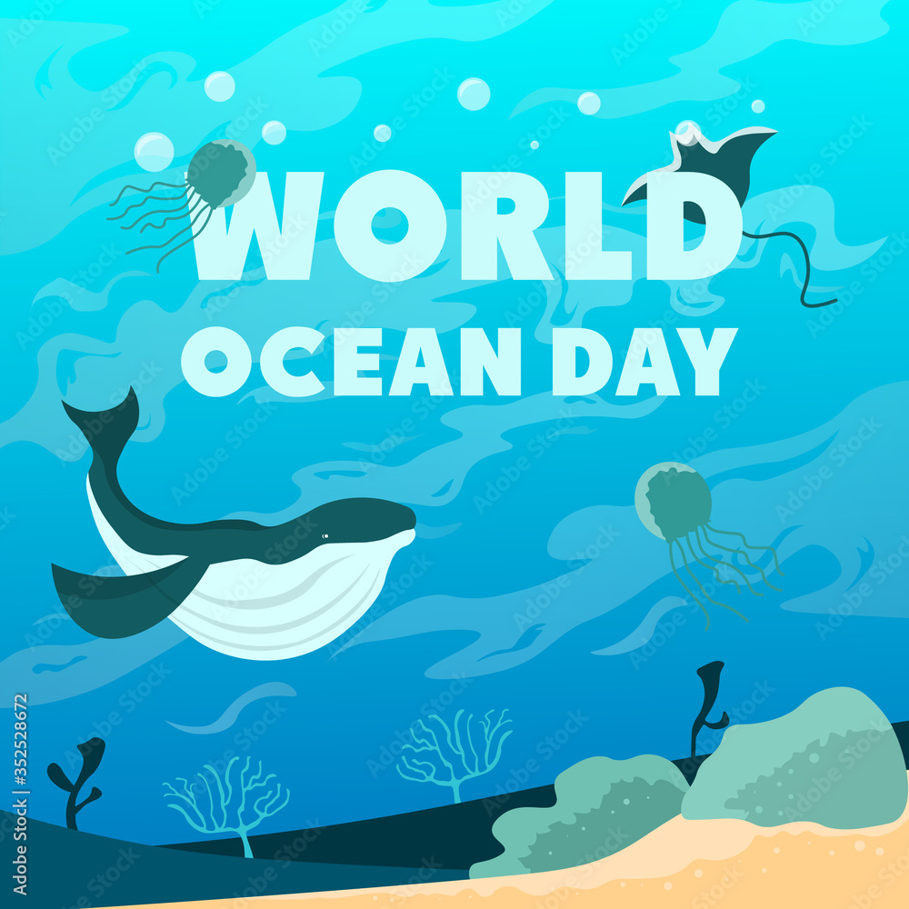 World Ocean Day Vector Poster World Ocean Day Vector Poster