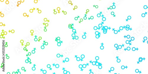 Light Blue, Yellow vector pattern with feminism elements.