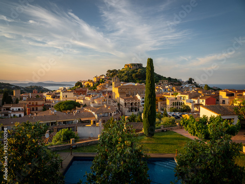 Begur Old Town and castle at sunset (Costa Brava - Girona - Spain) photo