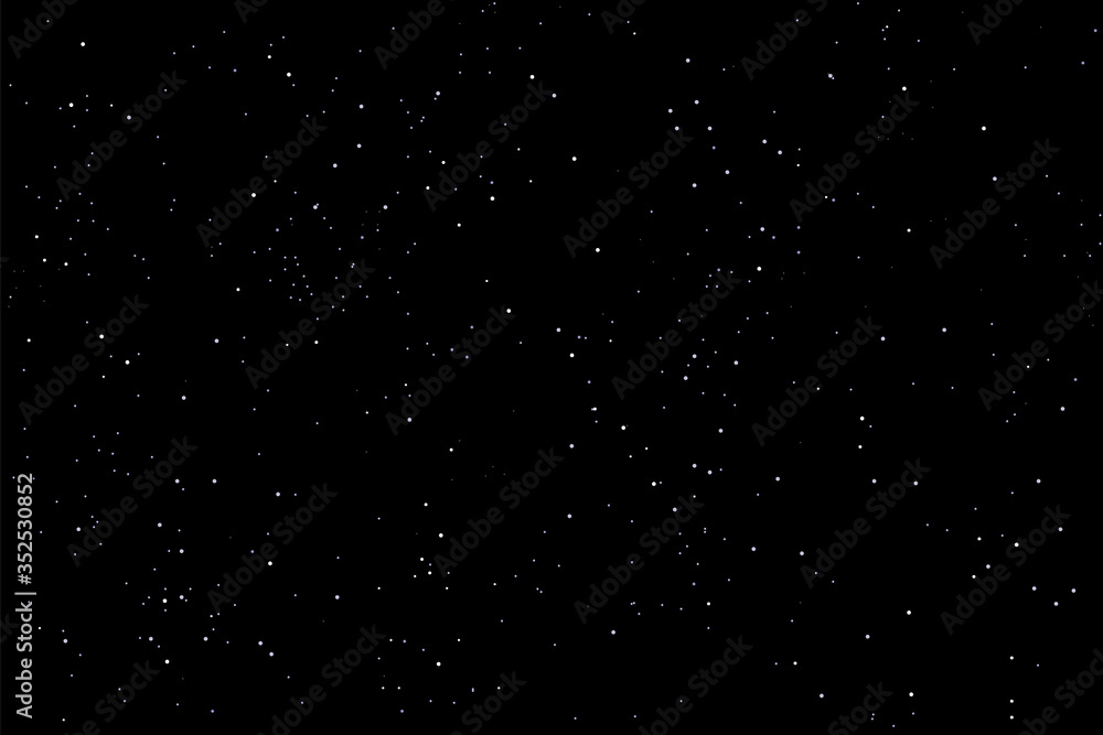 Backdrop of black night sky with multilayered stars. Vector illustration. 
