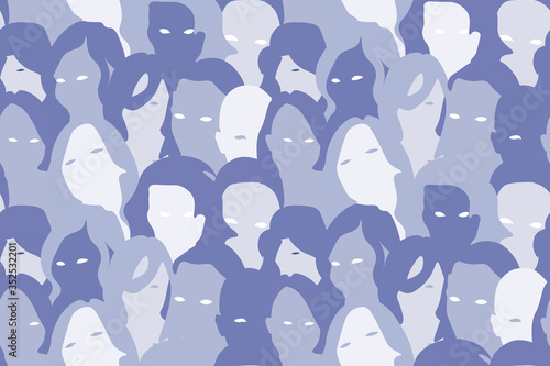 Women seamless pattern. Repetitive vector illustration of women crowd. Women's Month, International Womens Day, Freedom, Independence, Equality. 