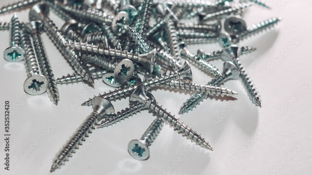 accumulated screws with white background accumulated screws with white background