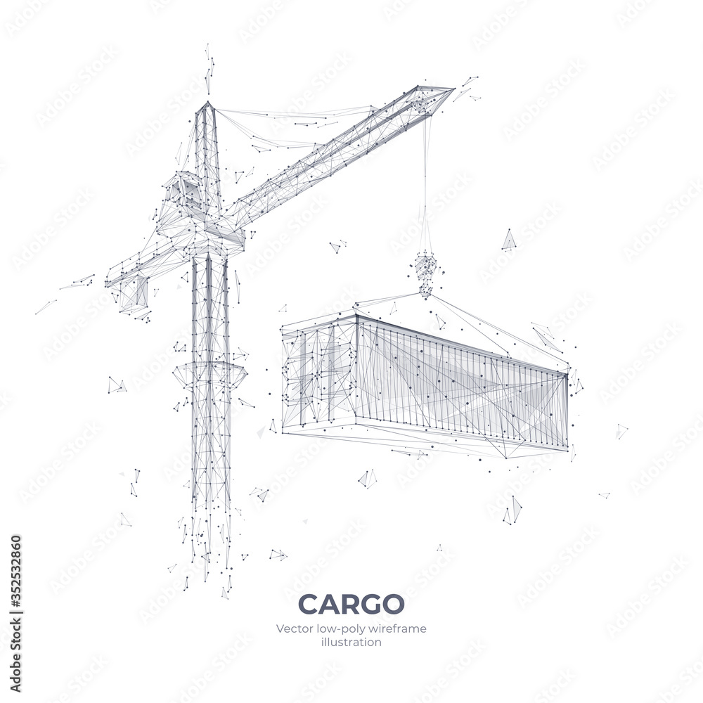 Abstract illustration of crane and cargo container