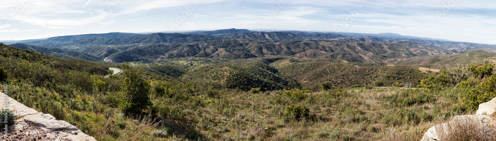 A panoramic view over the valley and the mountains, Algarve, Portugal. A panoramic view over the valley and the mountains, Algarve, Portugal.
