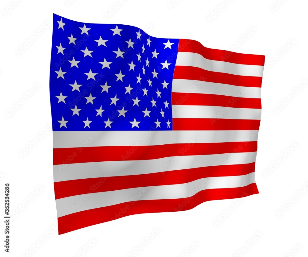 Obraz premium Waving flag of the United States of America. Stars and Stripes. State symbol of the USA. 3D illustration
