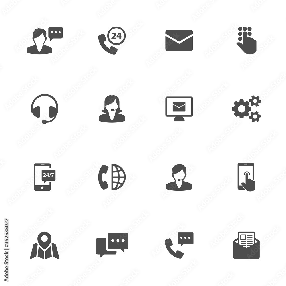 Technical support flat icons in gray Technical support flat icons in gray