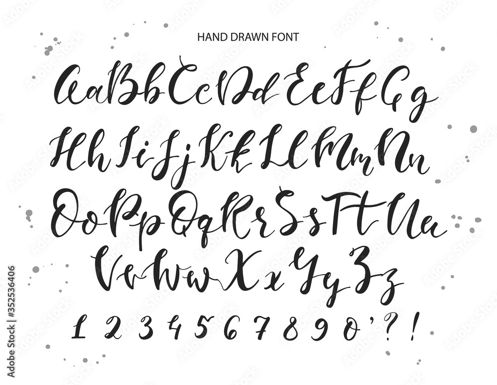 Vector hand drawn alphabet. Brush painted letters, rough contour.Hand drawn calligraphic vector font. Modern calligraphy. Vector hand drawn alphabet. Brush painted letters, rough contour.Hand drawn calligraphic vector font. Modern calligraphy.