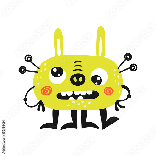 Cute isolated monster on a white background.