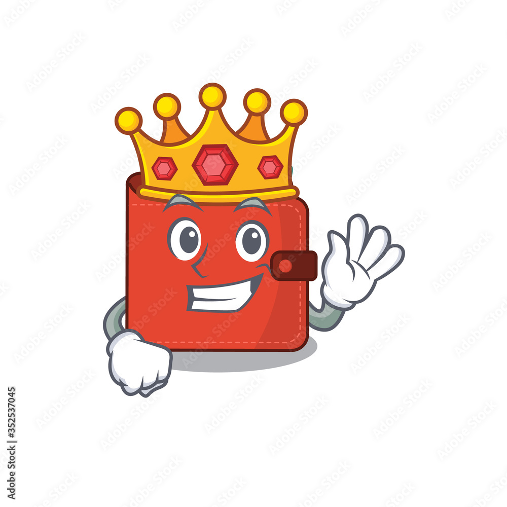 A Wise King of card wallet mascot design style with gold crown