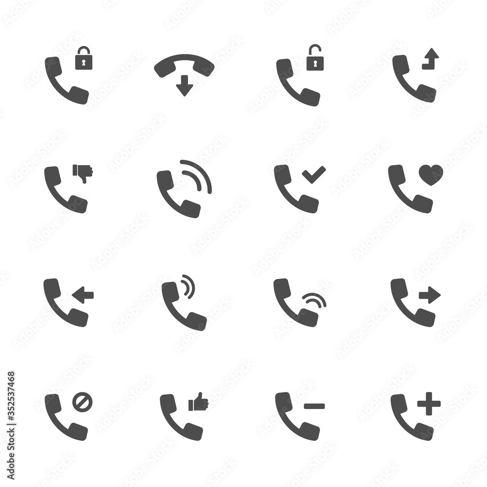 Obraz premium Call and connect flat icons in gray