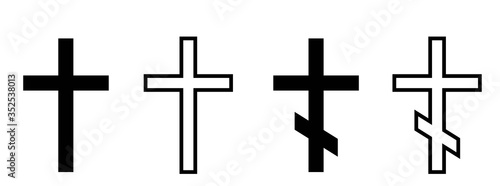 Set of Christian Cross. Christian Cros collection. Cross design symbol. Symbol of Christianity flat icon. Set hand drawn cross. VECTOR