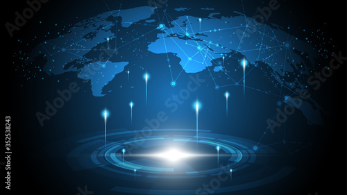 Global network connection World map abstract technology background global business innovation concept
