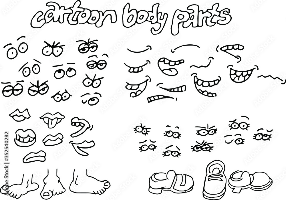 cartoon body parts hand-drawn vector cartoon body parts hand-drawn vector
