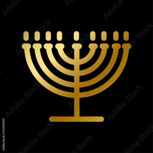 Menorah symbol isolated gold judaism religion sign