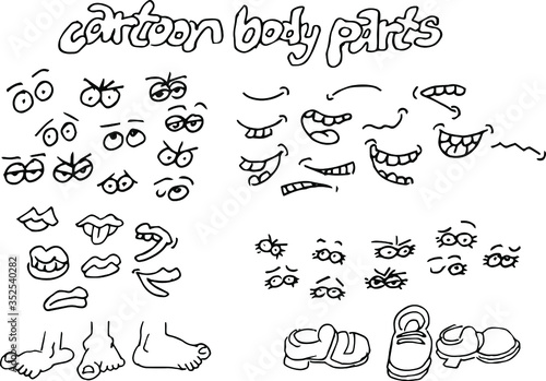 cartoon body parts hand-drawn vector