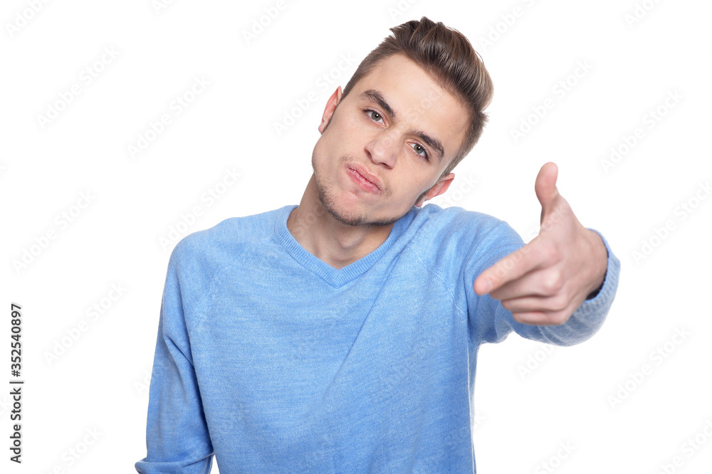 Portrait of young man posing isolated on white background Portrait of young man posing isolated on white background
