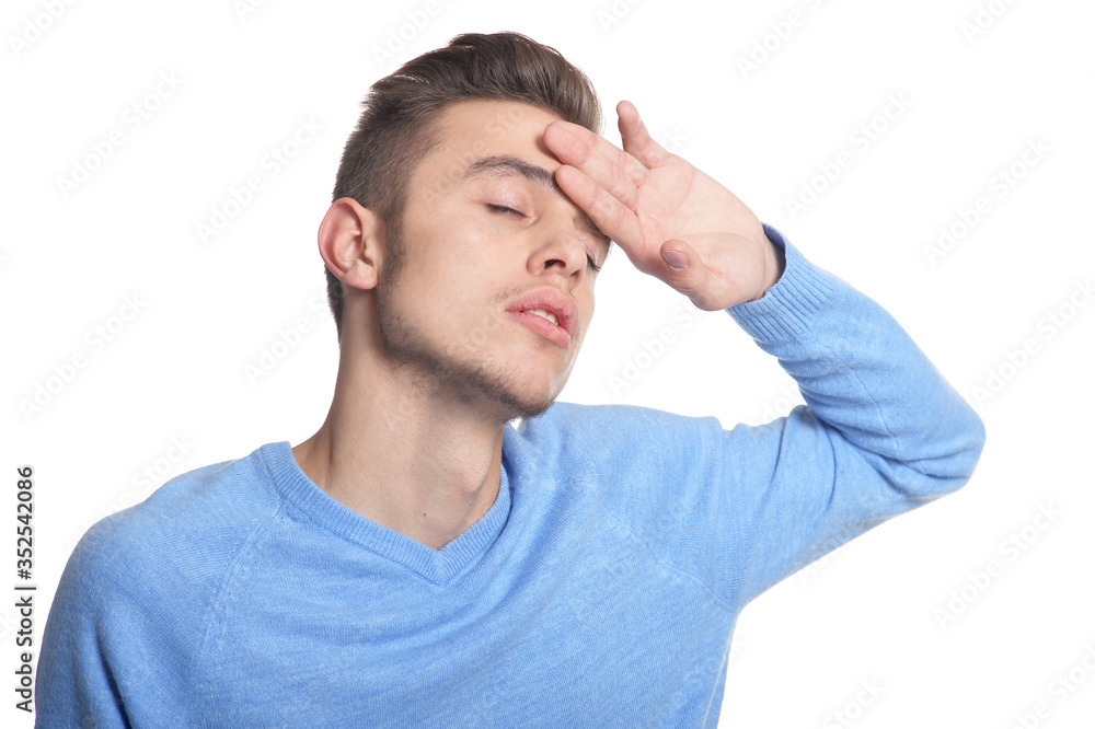 Portrait of handsome young man with headache Portrait of handsome young man with headache