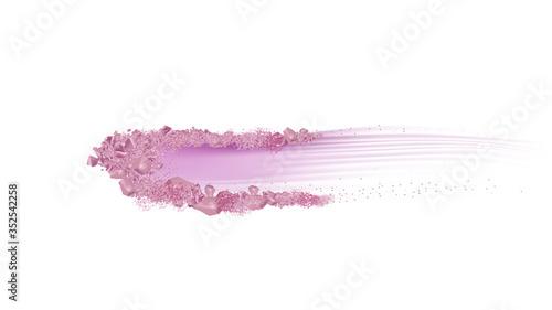 Powder Face Cosmetic Beauty Makeup Blush Vector. Smudged Violet Luminous Finishing Powder, Cosmetology Glamour Product For Skin. Elegant Eyeshadow Template Realistic 3d Illustration