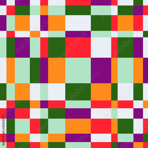 Bright, contrasting, multi-color background with squares. Seamless texture.