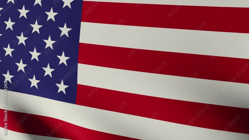 Close up of USA flag video waving in wind. Realistic Animation Flag background Close up of USA flag video waving in wind. Realistic Animation Flag background