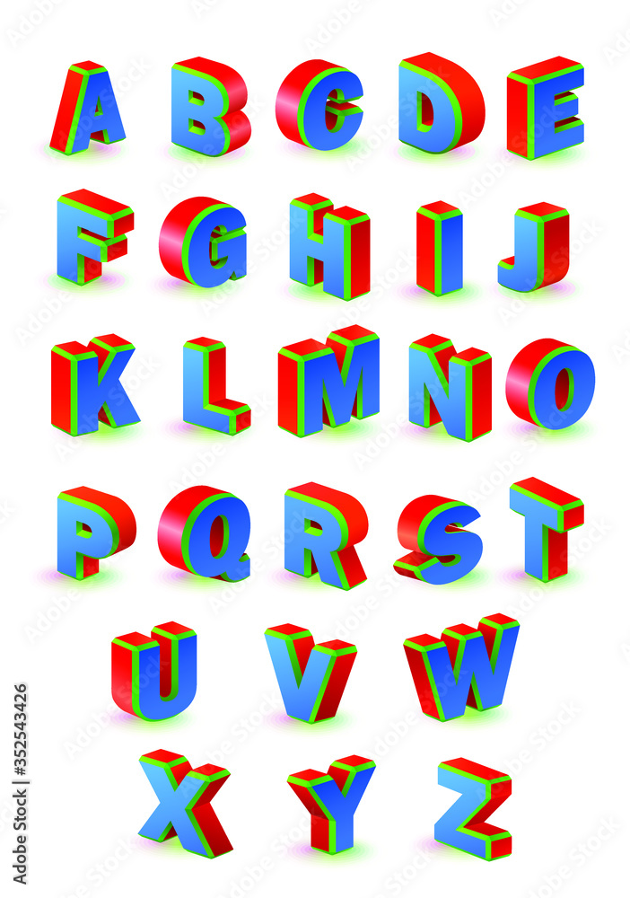 alphabet of three color type symbol