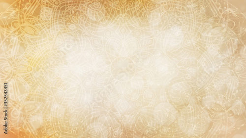 Soft pastel earthy, organic, golden yellow beige textured bokeh background with mandala