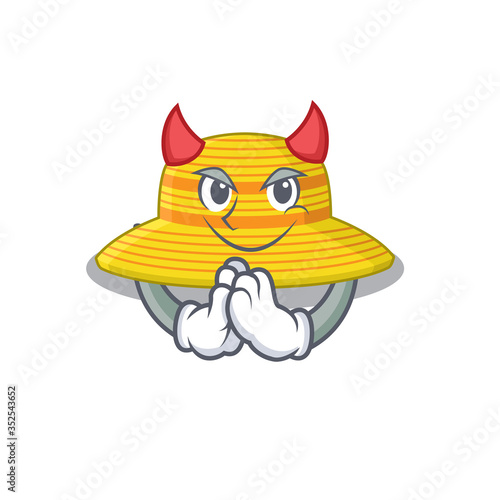 summer hat clothed as devil cartoon character design concept