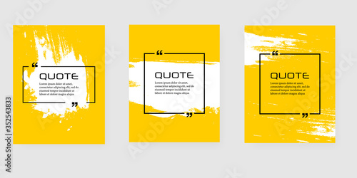 Quote box frame, big set. Quote box icon. Texting quote boxes. Blank Grunge brush background. Vector illustration 