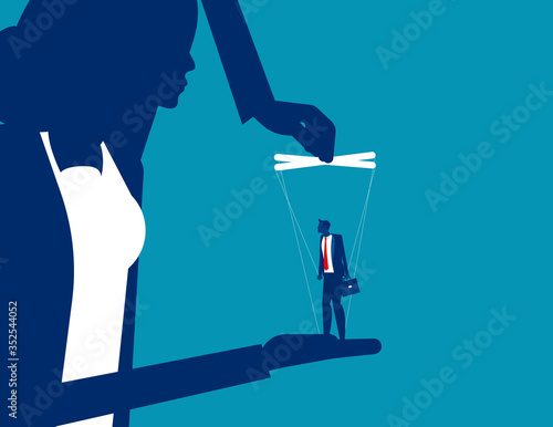 Manipulating. Who controlling puppet population and economic. Authority concep