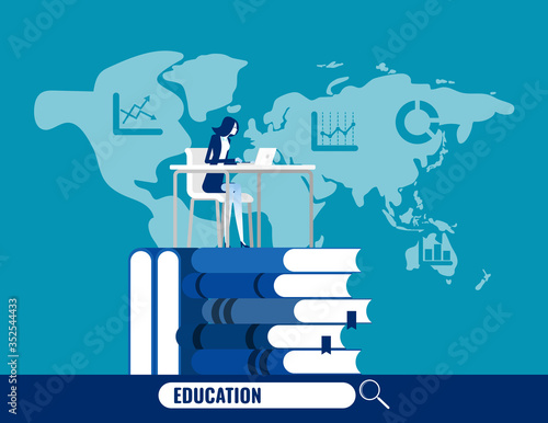 Online Education training course. Internet studying concept, Flat vector illustration style