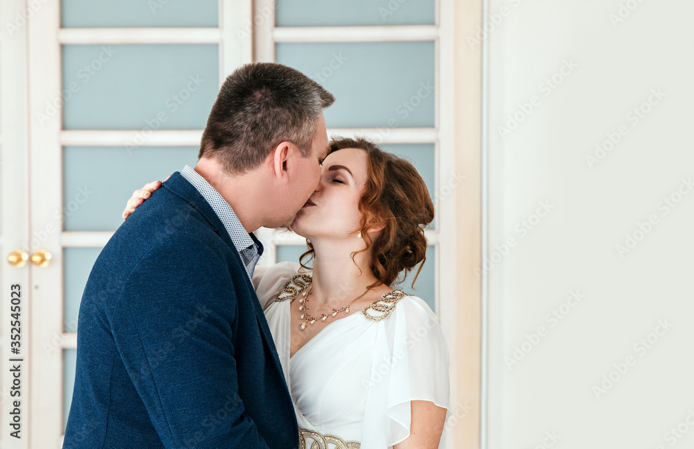 couple of lovers kissing in prefecture at marriage couple of lovers kissing in prefecture at marriage
