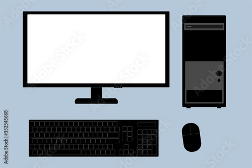 desktop computer with computer monitor and mouse