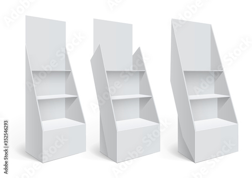Promotion counter, Retail Trade Stand Isolated on the white background. MockUp Template For Your Design. Vector illustration.