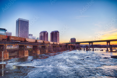 downtown skyline on the James River. Richmond, Virginia