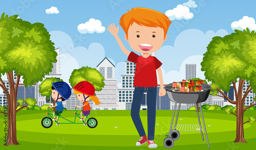 Background scene with people in the park