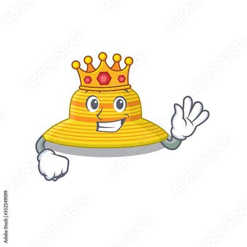 A Wise King of summer hat mascot design style with gold crown