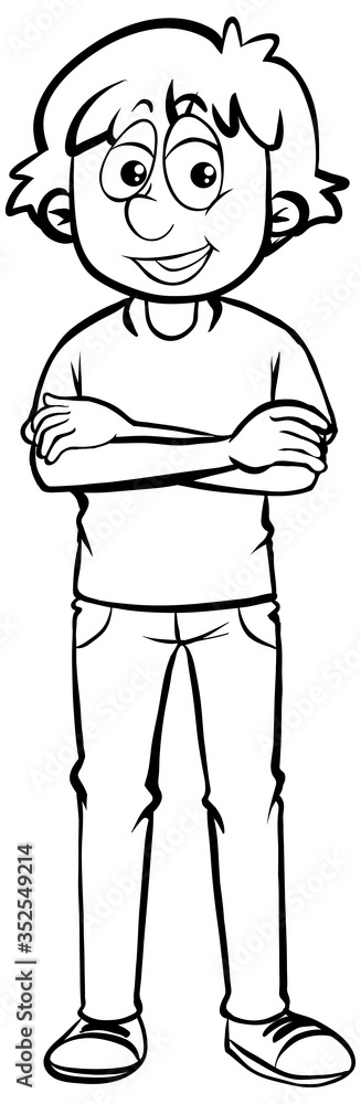 Obraz premium Doodle drawing of happy man on white background
