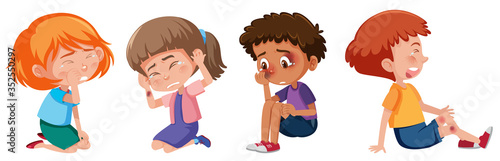 Set of children getting hurt