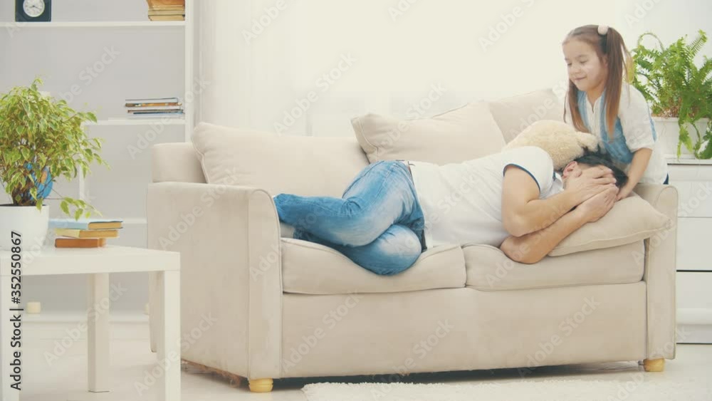 4k slowmotion video where father begging to let him to sleep. 4k slowmotion video where father begging to let him to sleep.